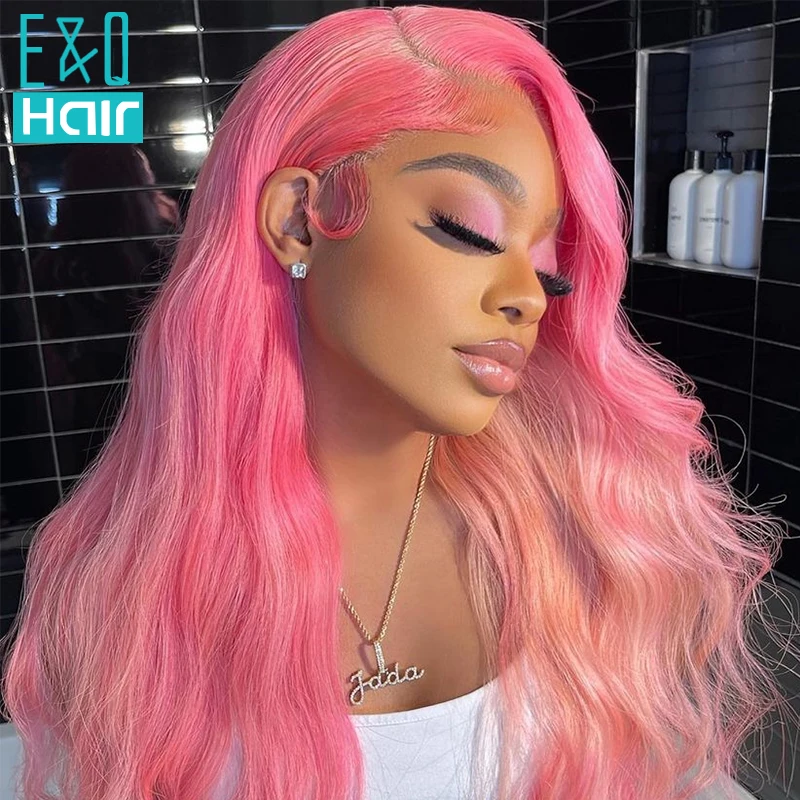 Bone Body Wave Straight Light Mint Pink Colored 13x4 Transparent Lace Front Human Hair Wig Frontal Wigs Pre Plucked On Sale