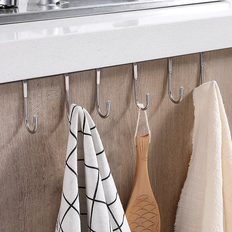 

Дверца шкафа без перфорации из нержавеющей стали без крючка S-типа, дверная вешалка, вешалка, задняя дверь, крючок для пальто, маленький крючок