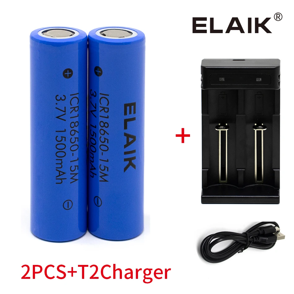 ICR18650-15M 1500mah lithium battery 3.7 V 18650 strong light flashlight rechargeable battery+with Charger