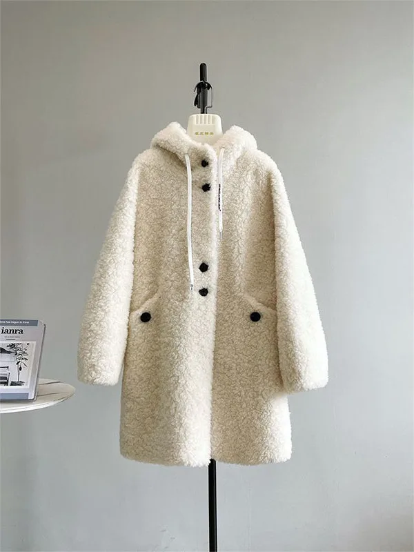 

Extra Large 300 Pou Autumn Winter Lamb Fur Vest Women Loose Thi Warm Medium Length Fur Coat 2 Casual Youth Sle