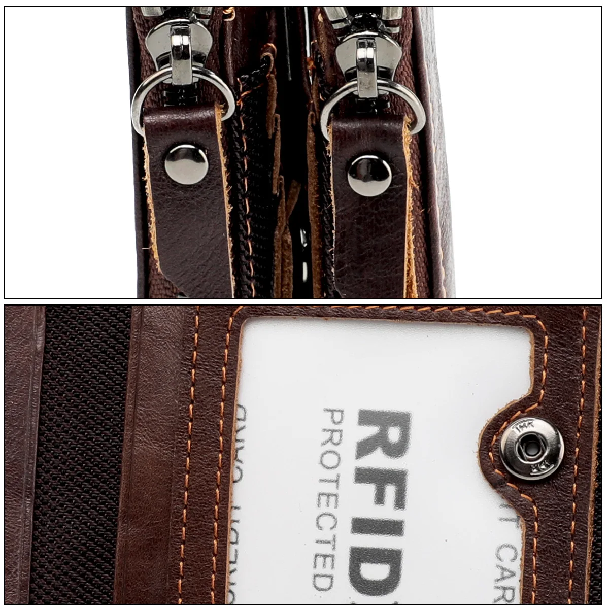 Genuine Leather Short Men RFID Wallets Name Engraving Leather Card Holder Brand Men Retro Coin Pocket Zipper Male Wallet