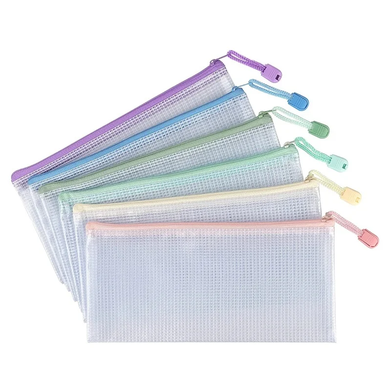

5-30PCS Mesh Zipper Pouch Document Bag Waterproof Zip File Folders A4 A5 Size For Office School Supplies Document Storage Bags