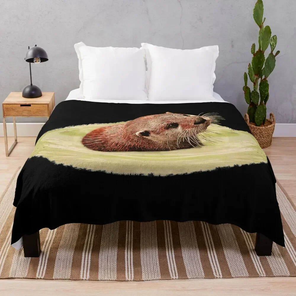 

Otter canvas pattern, animal lover outfits, adorable ottershirts Throw Blanket Elegant Warm Throw Blanket for Hotel Home