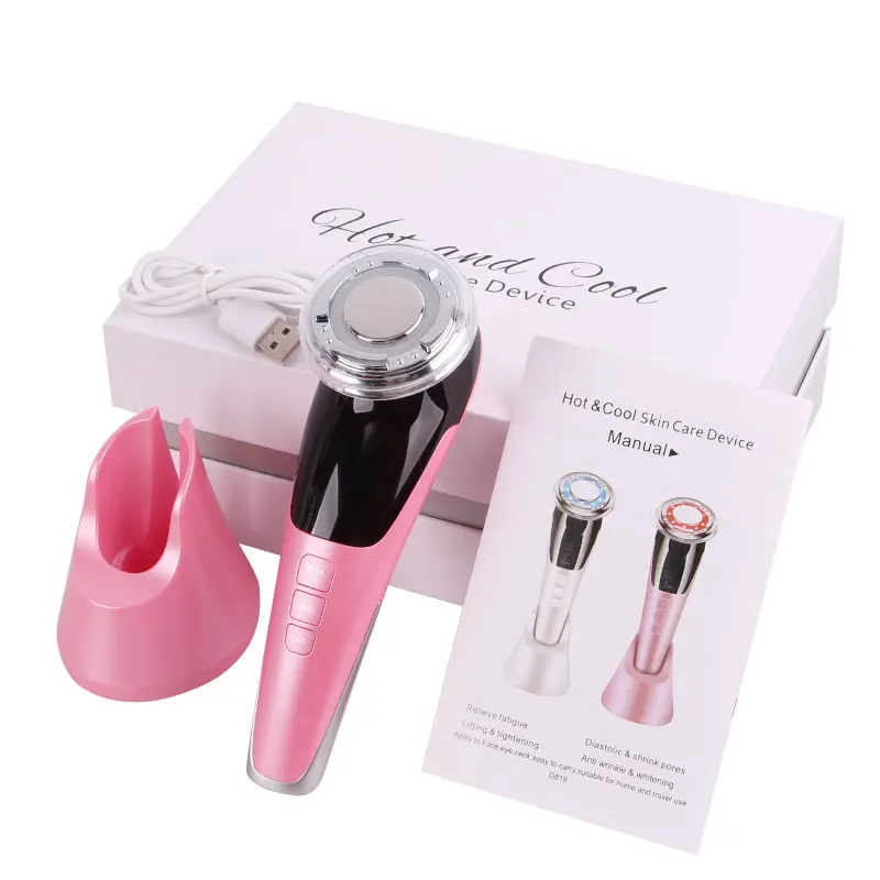 Micro Current เครื่องนวดหน้า EMS อุปกรณ์ยกกระชับผิวเครื่องกําจัดริ้วรอย Hot Cool Face Skin Care อุปกรณ์ความงาม