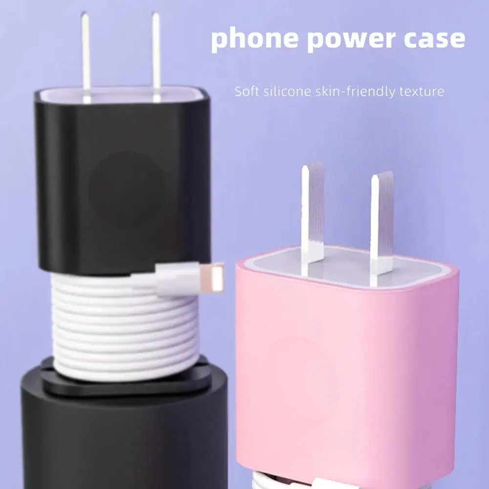 1Pc 2 In 1 Silicone Charger Protector For IPhone 18W/20W Charger Portable Anti-Break Protection Case Convenient Cable Storage