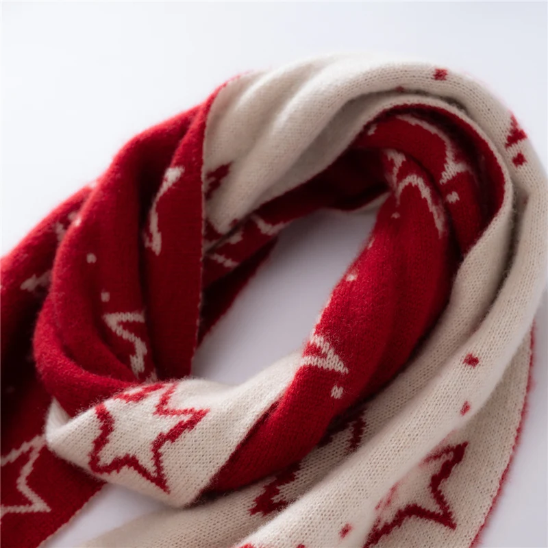 Wysokiej jakości szal damski ze 100% kaszmiru, ciepły zimowy szal dziergany, modny szal w stylu gwiazd, luksusowy, miękki i elastyczny, z dopasowaniem kolorów.