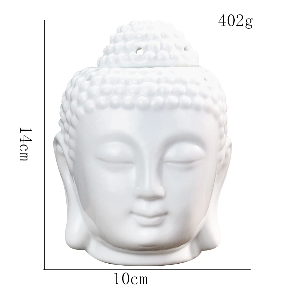 1PC Creative Ceramic Buddha Statue Incense Burner Essential Oil Incense Burner Candle Dish White Porcelain Translucent Ornaments