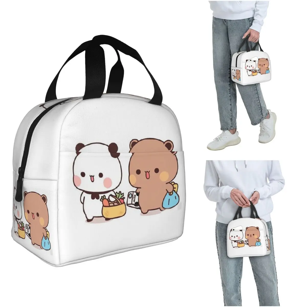 

Cute Bubu And Dudu Insulated Lunch Bag for Kids School Cooler Thermal Food Box Tote Portable Lunch Boxes Container