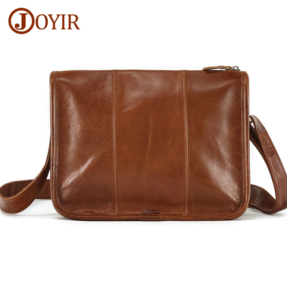 JOYIR-Bolso de hombro de cuero genuino para hombre, bandolera pequeña informal, Estilo Vintage, para negocios y trabajo, para oficina