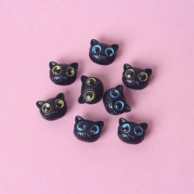 Acrylic Cartoon Cheese Black Sesame Kitten Cat Head Beads Children's Handmade DIY Beaded Bracelet Accessories