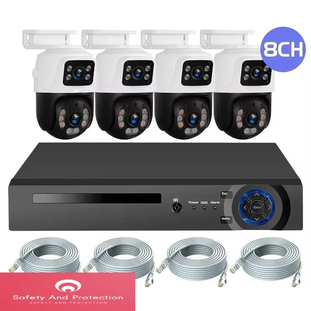 KERUI 6MP 네트워크 카메라 듀얼 스크린 IP CCTV 감시 시스템 POE 카메라 NVR 시스템 PTZ 야외 Wifi 카메라 보안 시스템