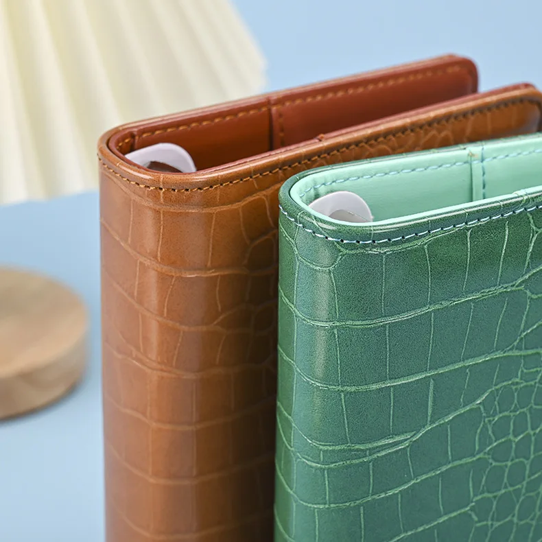 A5 A6 A7 Crocodile Color 6 Ring Binder PU Clip-on Notebook Leather Loose Leaf Notebook Cover Notebooks Journal Stationery