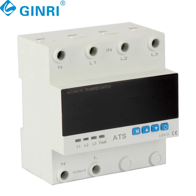 63A 80A 3 Phase Over Under Voltage Overcurrent Solar Automatic Transfer Changeover 3 Phase Selector Switch ATS