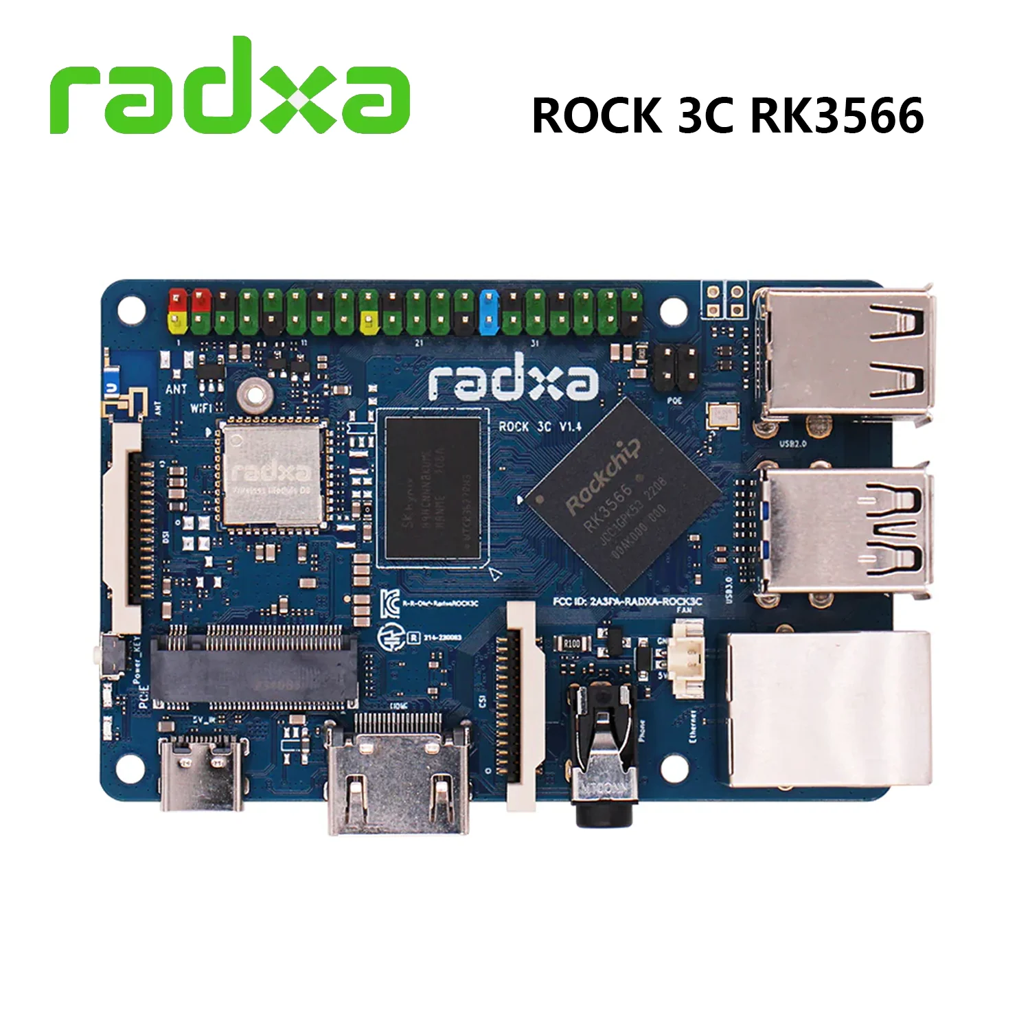 

Radxa ROCK 3C Blue Version RK3566 WIFI6Development Board Quad-core Arm Cortex-A55 Single Board Computer Raspberry Pi replacement