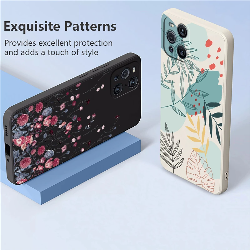 Find X3 Floral Design Fashion Case For OPPO Find X3 X2 Pro X5 X3 Lite X3 NEO F19 F11 F17 Liquid Shockproof Soft Flower Cover