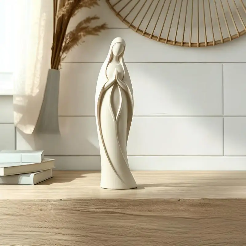 3D Printed Blessed Mother Mary Statue Scratch Resistant Religious Ornament for Entryway Table Decor