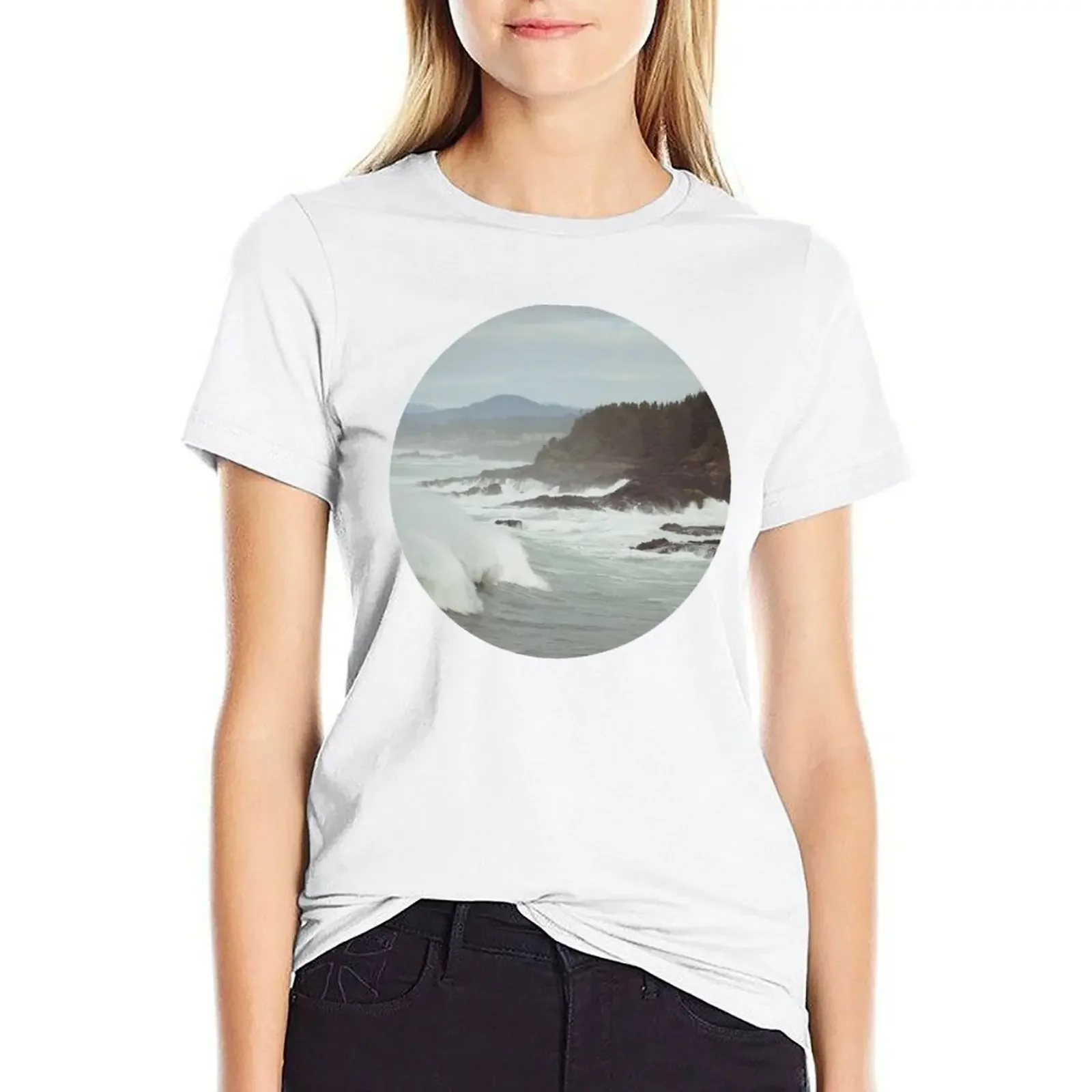 

Crashing Waves T-shirt Aesthetic clothing hippie clothes oversized black t-shirts for Women