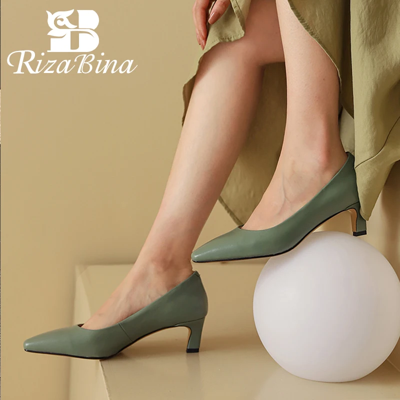 

RIZABINA Size 33-43 Pumps For Women 2023 New Real Leather Shoes High Heel Ins Fashion Pumps Office Lady Female Footwear