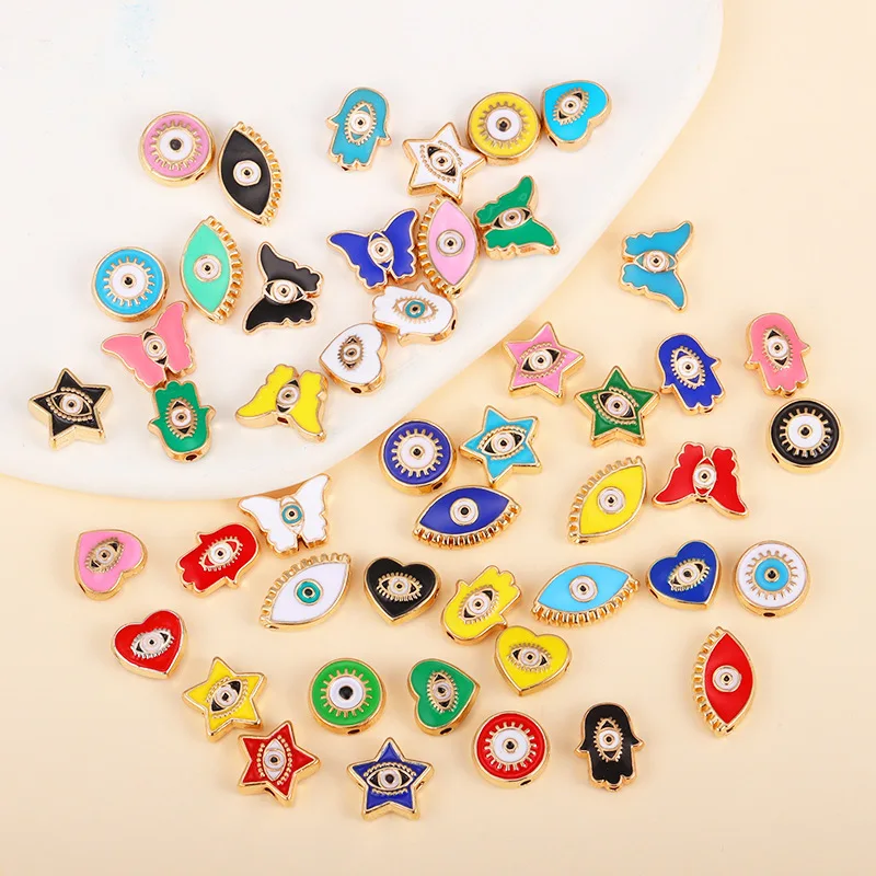 20 pcs/lot Fashion Round Devil's Eye Alloy Enamel Pendant Accessories Charms for Women, Earrings/Necklace Handmade DIY Jewelry