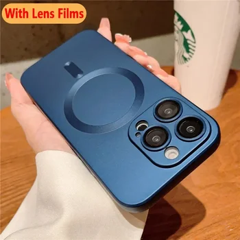 맥세이프 무선 충전 케이스, 아이폰 15, 11, 13, 12, 14 프로 맥스 플러스, 마그네틱 휴대폰 케이스, 렌즈 보호대 매트 커버, 럭셔리  Best5