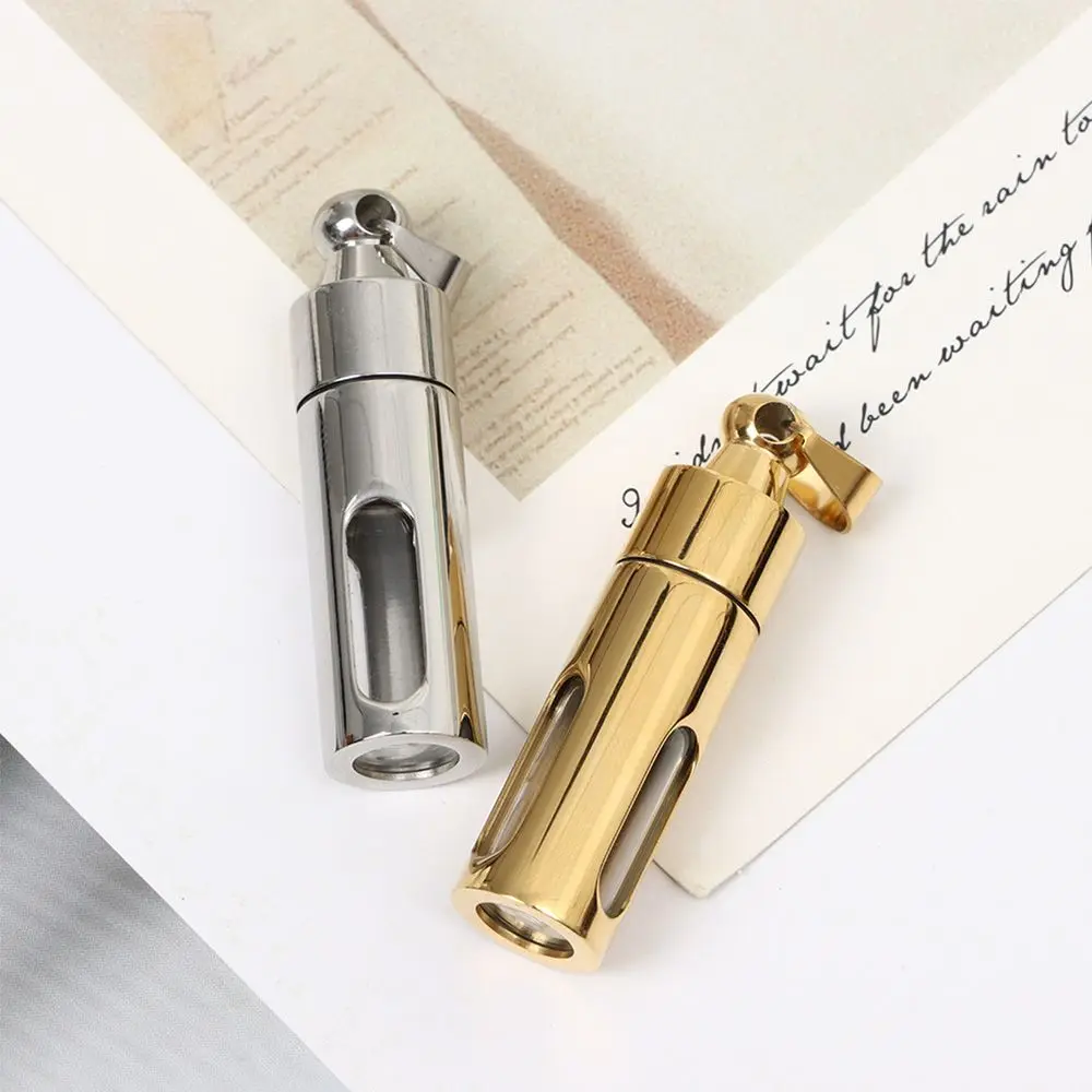 Gold Silver Perfume Vial Pendant Cylinder Glass Tube Wishing Bottle Cremation Urns DIY Necklace Stainless Steel Jewelry Gift