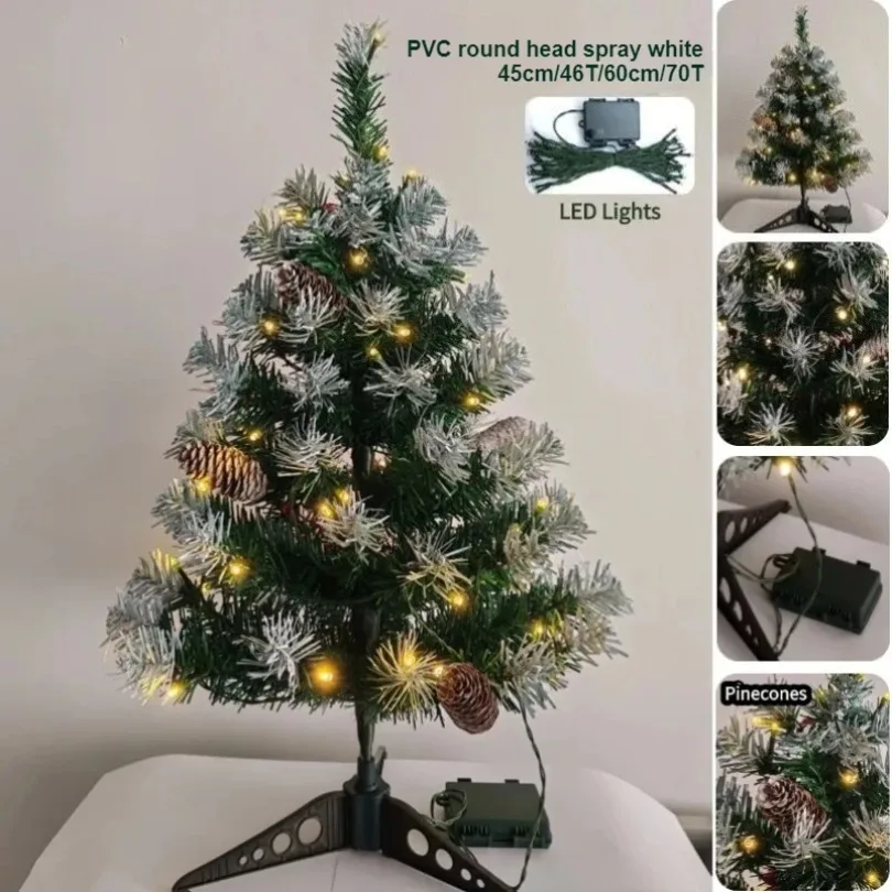 

Small Christmas Tree PVC with LED Lights Bar Pinecone Table Top Christmas Tree 45cm/60cm Christmas Party Atmosphere Decoration