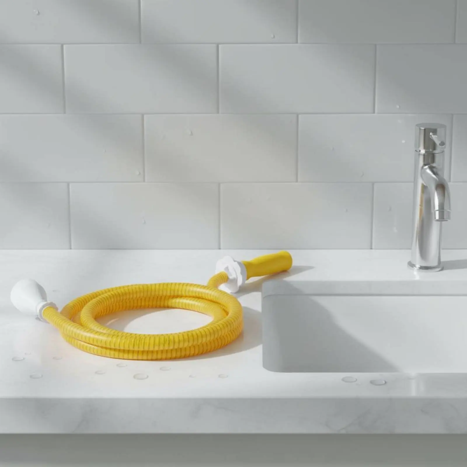 

Silicone Shower Hose Easy to Install Universal Shower Adapter Hose Set Plumbing Accessory Tooltool-Less Installation