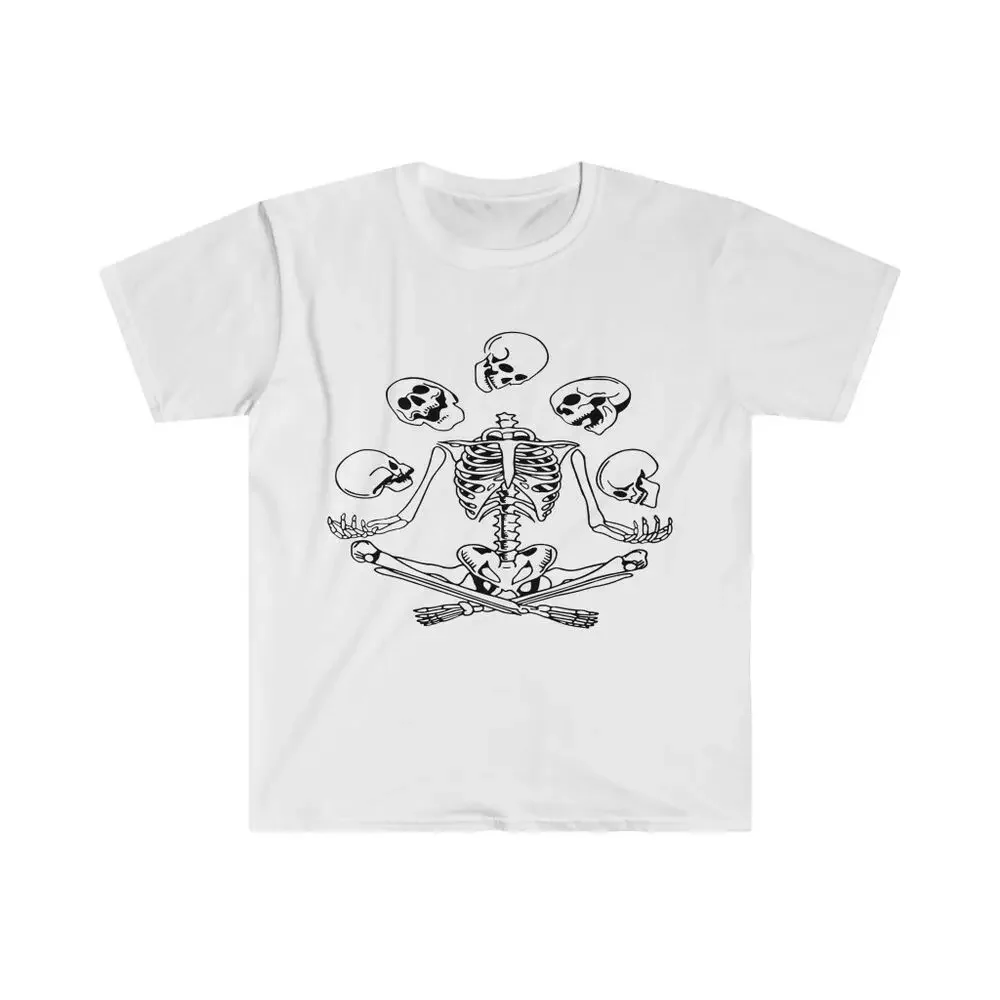 Meditation Skeleton Tee Yoga T-shirt Skull Zen Buddhism TM T Shirt   High Quality 100%Cotton Short Sleeve