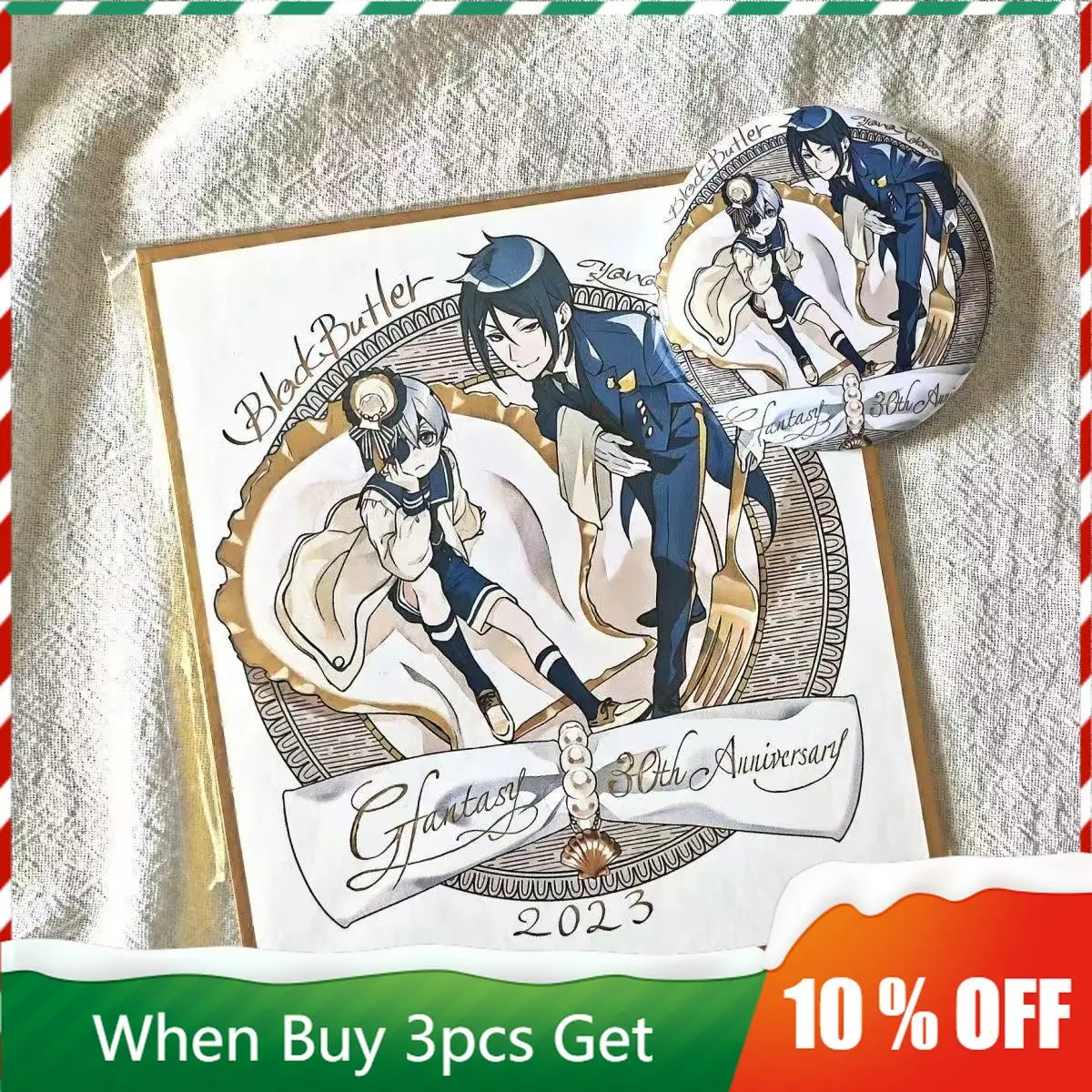 

Black Butler Anime Peripherals Sebastian Michaelis Figurine Color Paper Ciel Phantomhive Figure Shikishi Board Desktop Toys