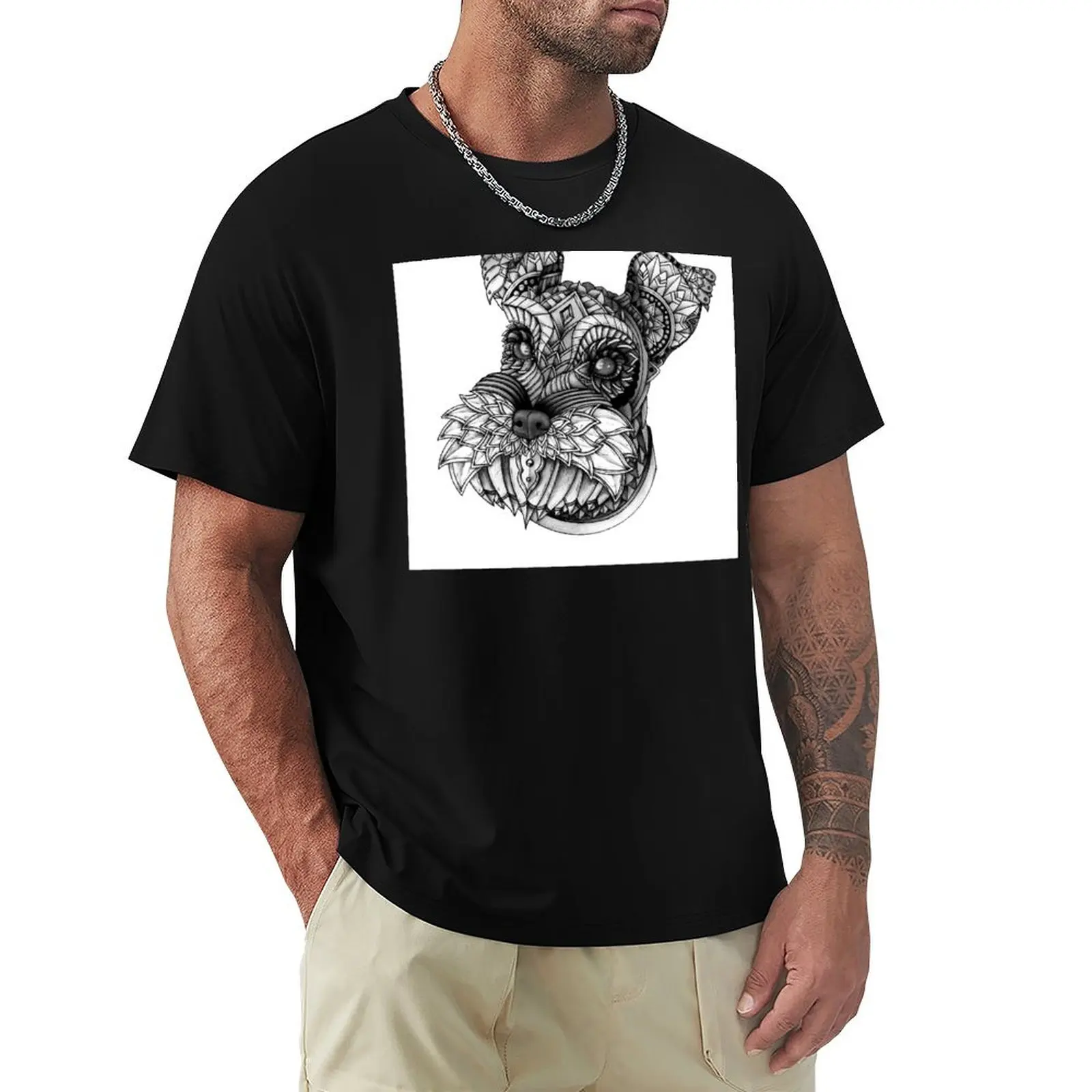 

Ornate Schnauzer T-Shirt Large Size Breathable Tee