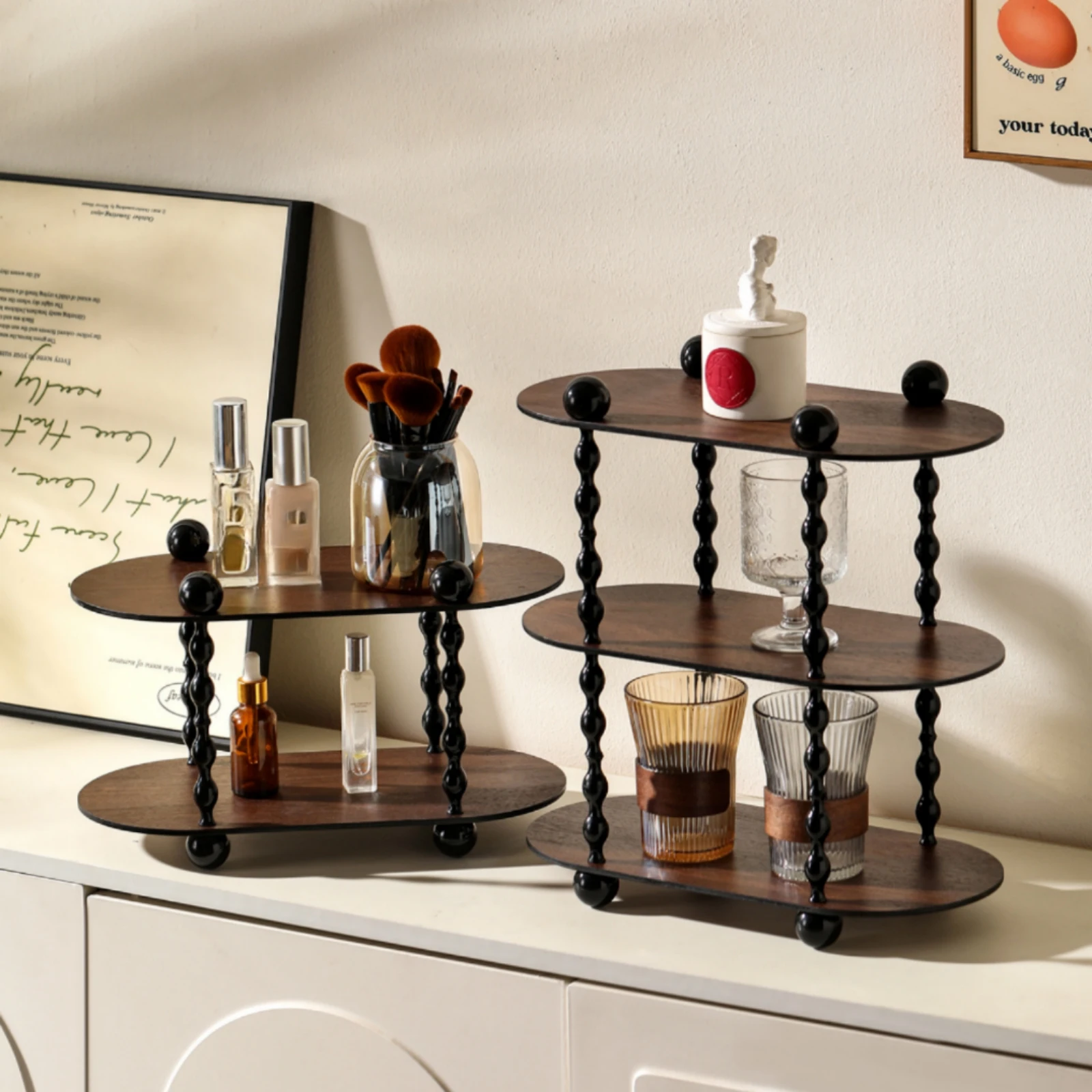 Vanity Shelf with Spindle Legs Decorative Tabletop Storage Rack Desktop Shelf Organizer Sturdy for Women, Dresser