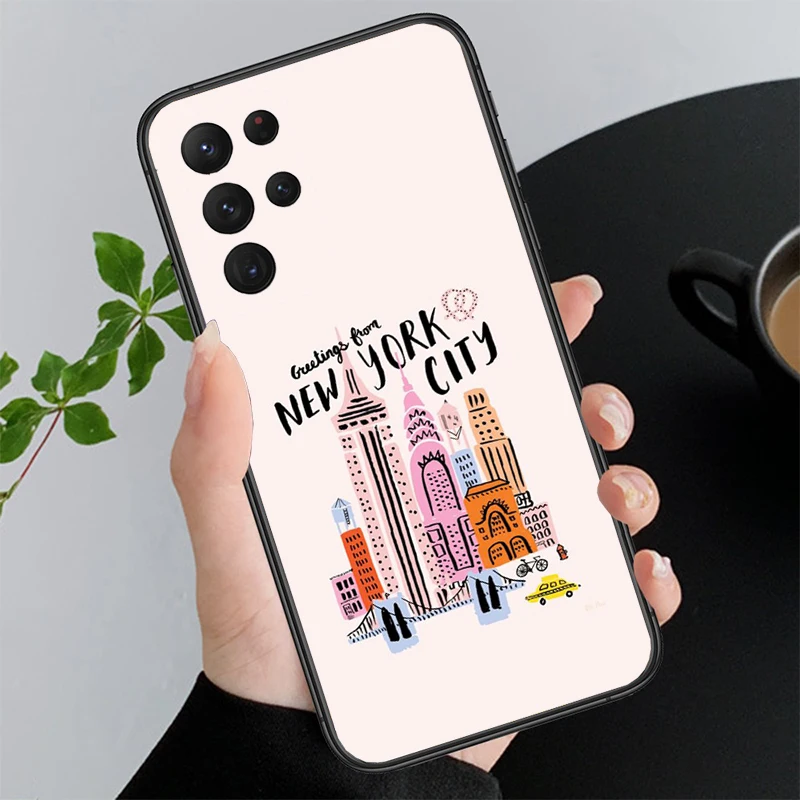 Travel New York London Phone Case For S24 S23 S22 S21 S20 Ultra S20 S22 S21 S23 S20 FE S24 Plus