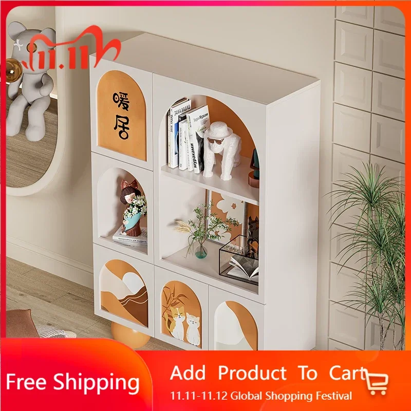 

Nordic Storage Living Room Cabinets Decor Shelf Bookcase Garden Cabinets Wood Replica Armarios Para Salón CommercialFurniture