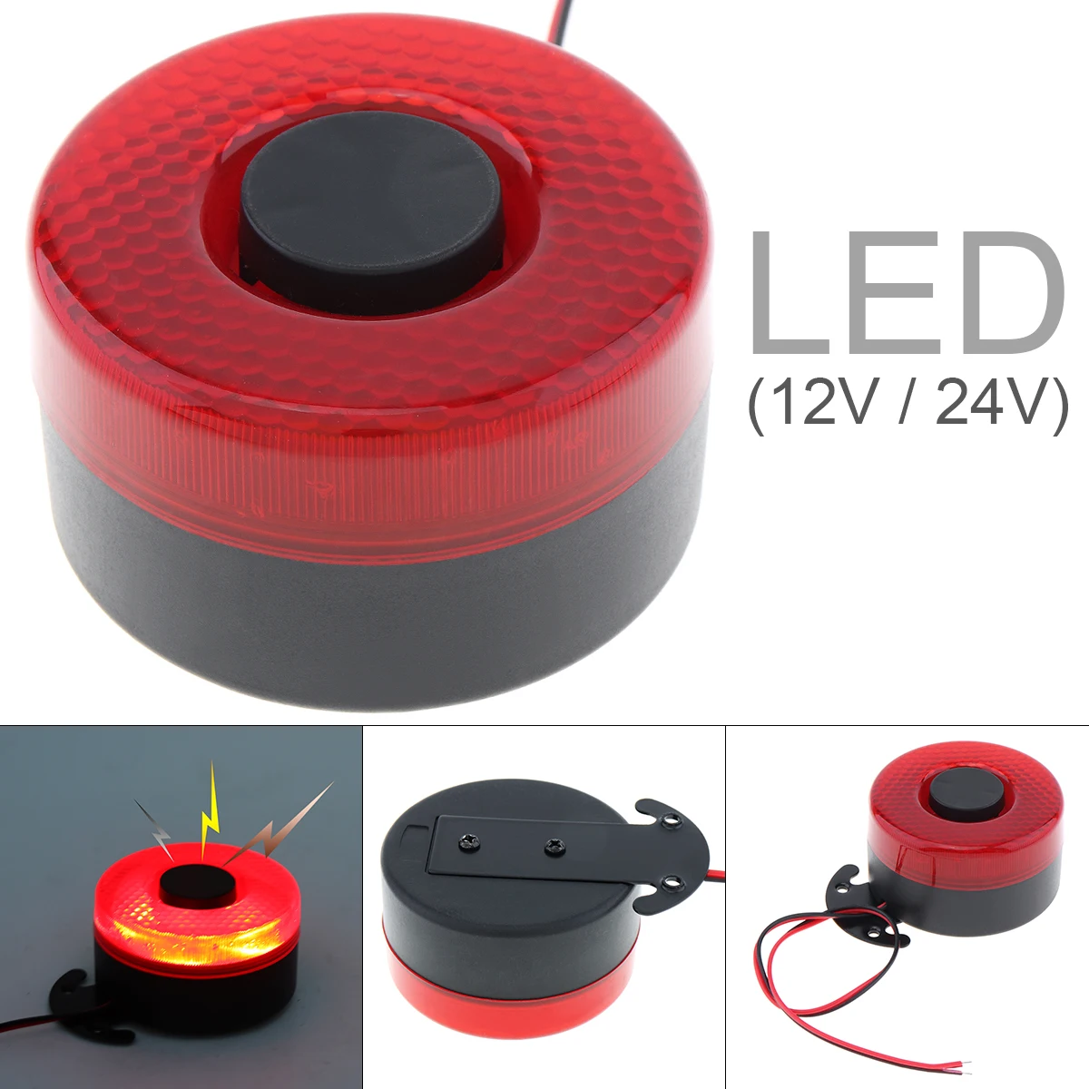 12V / 24V Waterproof Car Reversing Alarm Speaker Buzzer Siren with Light