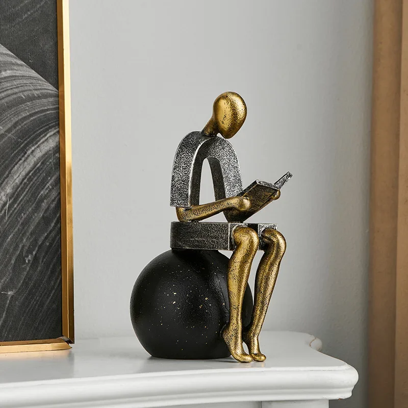 DSA Modern Art Minimalist Figure Reading Thinker Abstract Resin Desktop Ornament Living Room Entryway TV Cabinet Decoration