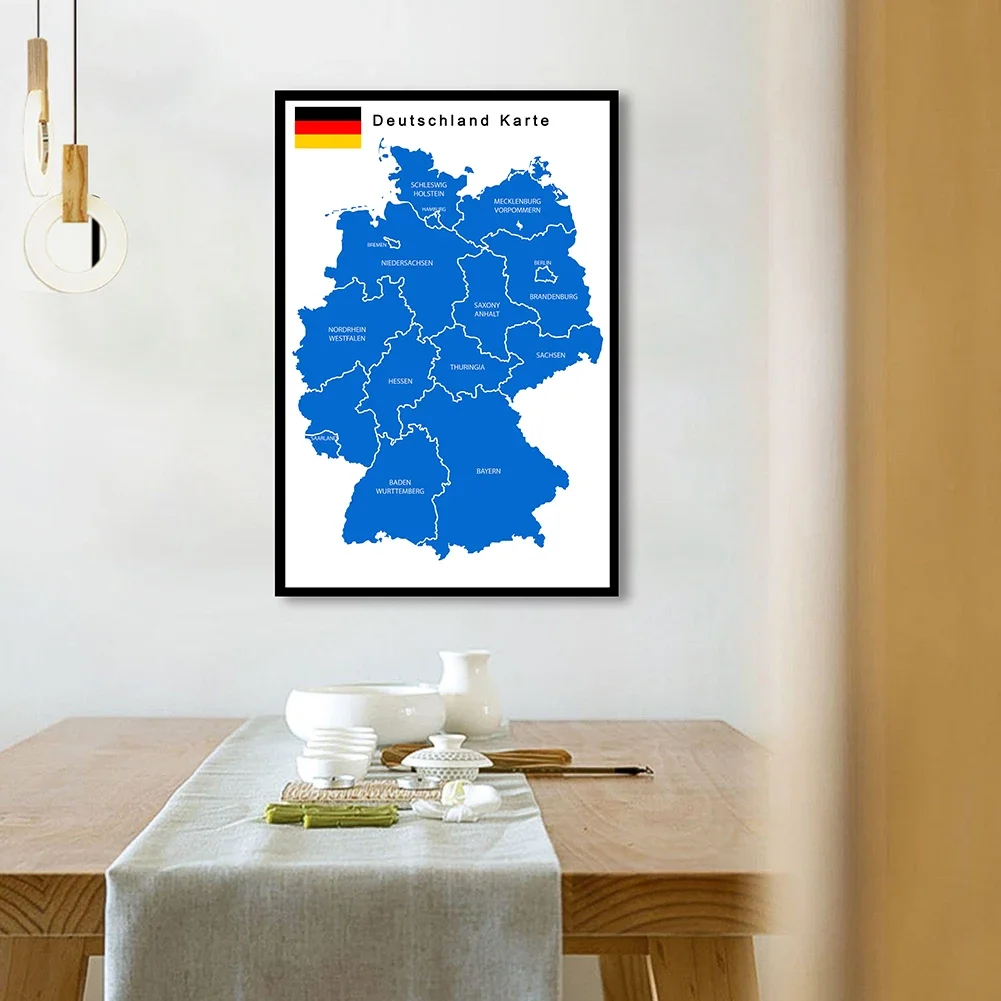 59*84cm mapa niemcy mapa polityczna w języku niemieckim plakat artystyczny na płótnie malarstwo w klasie dekoracja wnętrz przybory szkolne