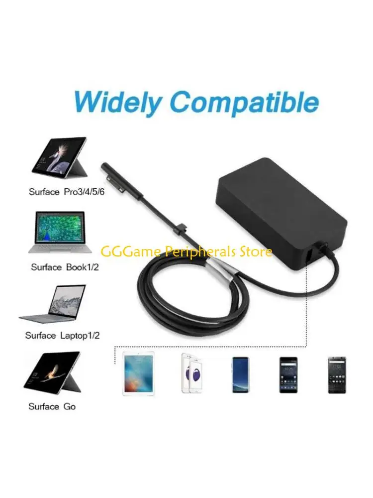 U55B 65W for Surface Laptop Fast Charging AC Adapter with USB Port Laptop AC Adapter for Surface Go