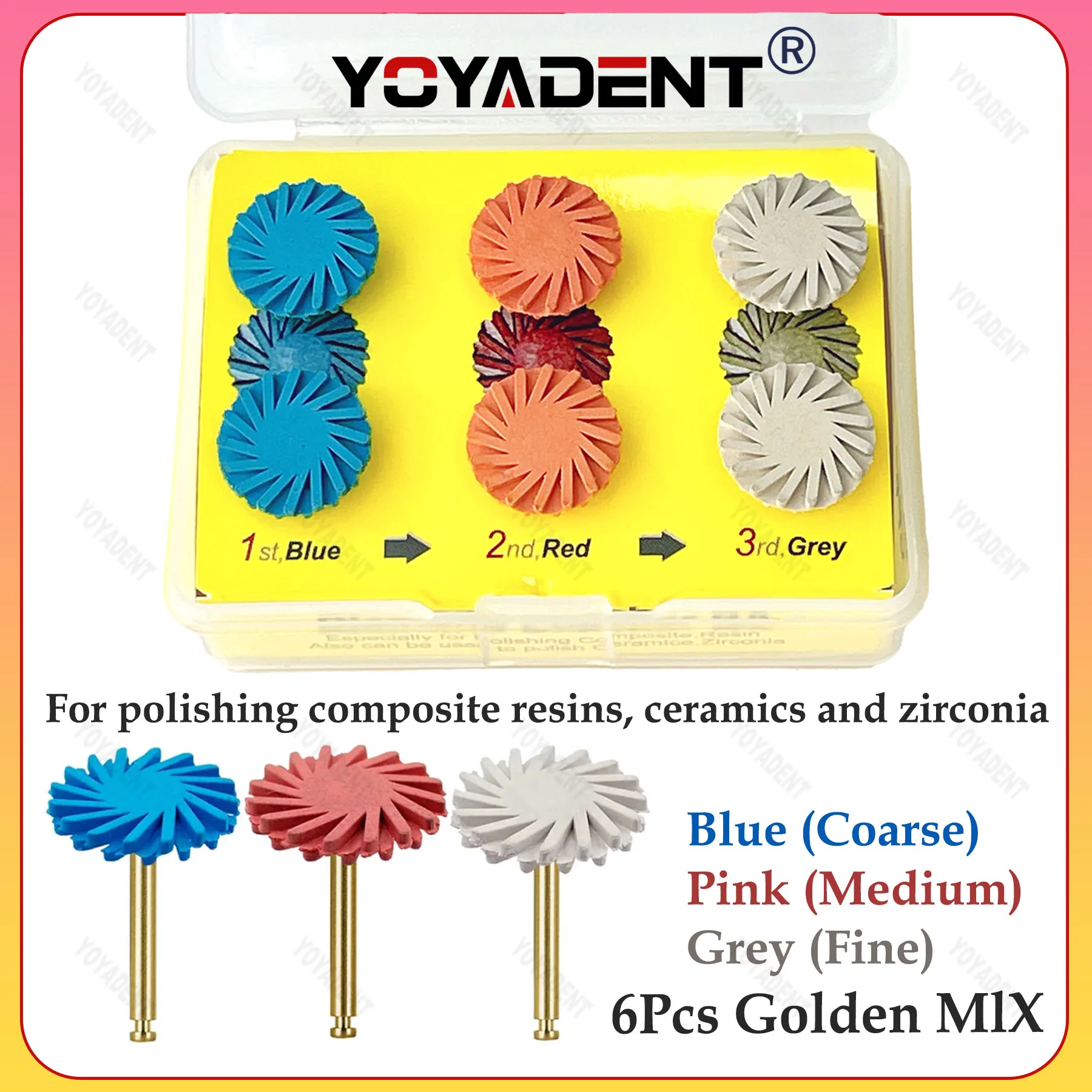 

Стоматологические полировальные диски из композитной смолы, золотой стержень, резиновый циклонный круг, набор для полировки композитной керамики, шлифовки, полировки