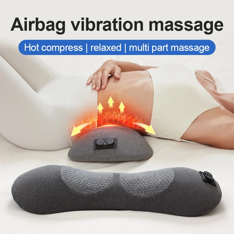USB powered back massager with heating function, three in one lumbar and spinal support massage pillow,
