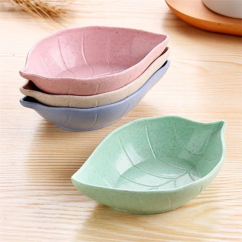 Nordic Style Leaf Small Plate Food Grade Wheat Straw Seasoning Vinegar Soy Sauce Snack Plate Kitchen Tableware