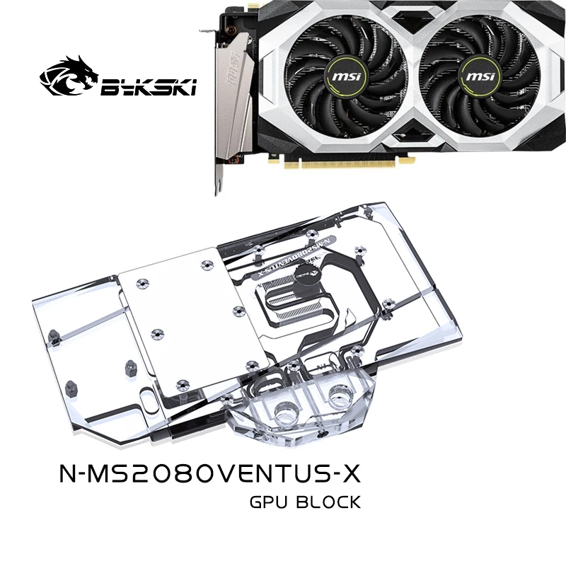 BYKSKI N-MS2080VENTUS-X GPU Water nights pour gelée RTX2080 VENTUS 8G V2/RTX2070 Super 8G VENTUS / Full Cover cuivre religions nuits