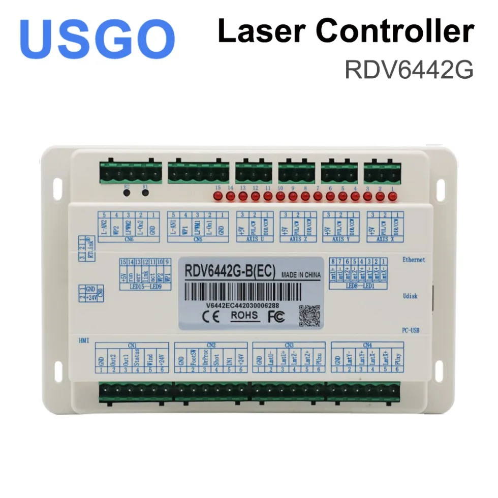 USGO Ruida RDV6442G + câmera CCD sistema de controle a laser Co2 para máquina de corte e gravação a laser Co2