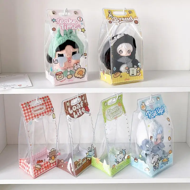 Kawaii Clear PVC Doll Display Bag Cute Cartoon Prints Dustproof For Plush Dolls
