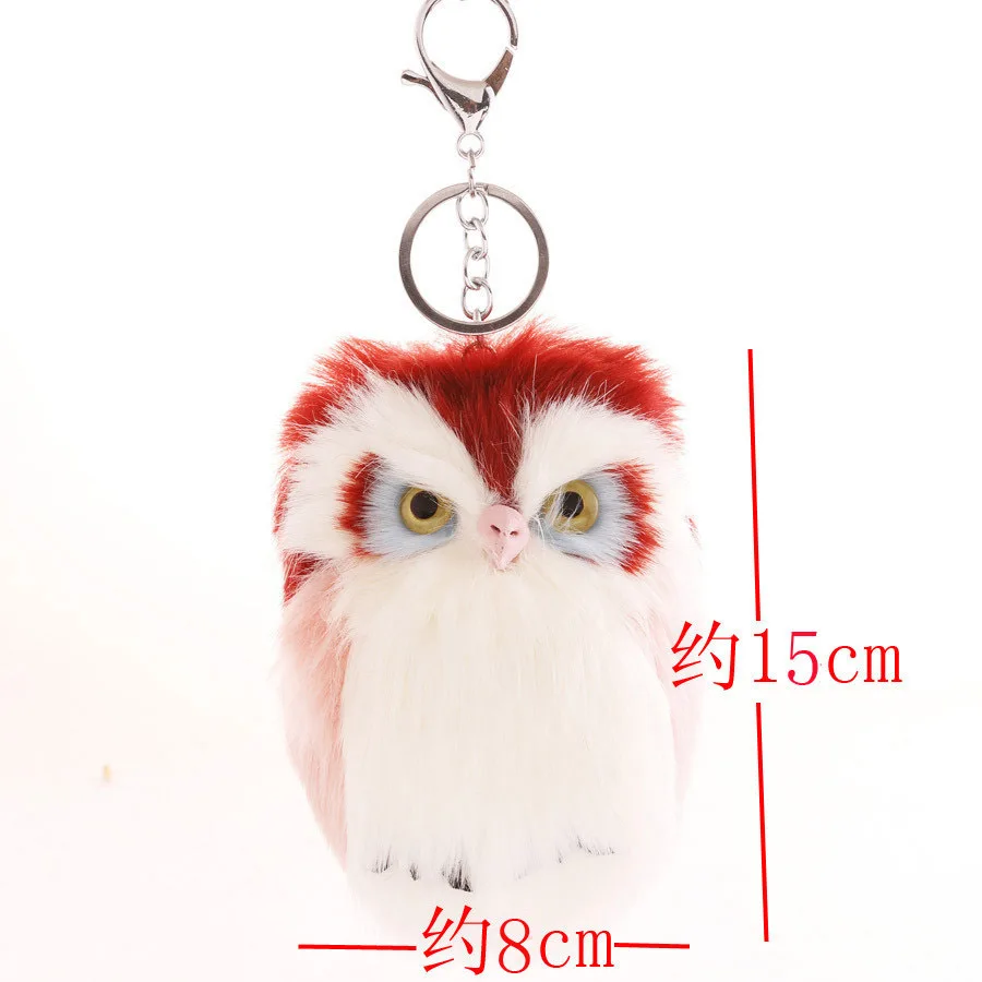 Owl Decoration Key Ring Lmitation Rabbit Fur Bag Cute Animal Car Pendant Key Ring Bags Mobile Phone Accessories Jewelry Gifts