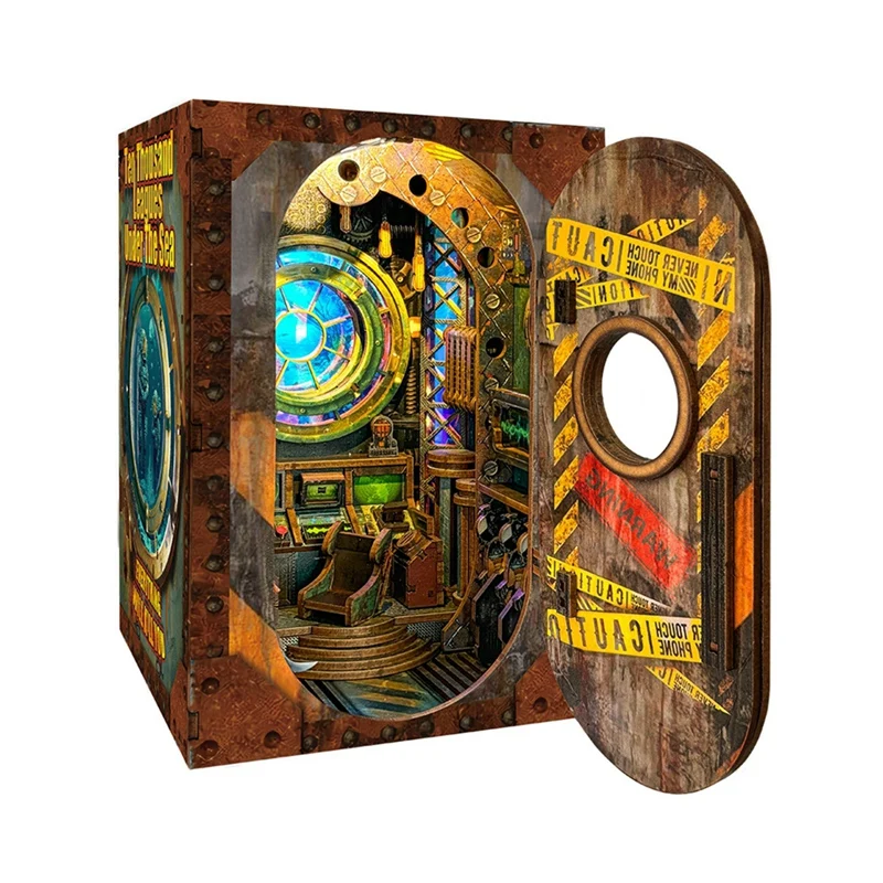 Wooden Assembled Bookstand Explore Fantasy Unknown World Desktop Decoration Gift Leagues Under the Sea-SPMI