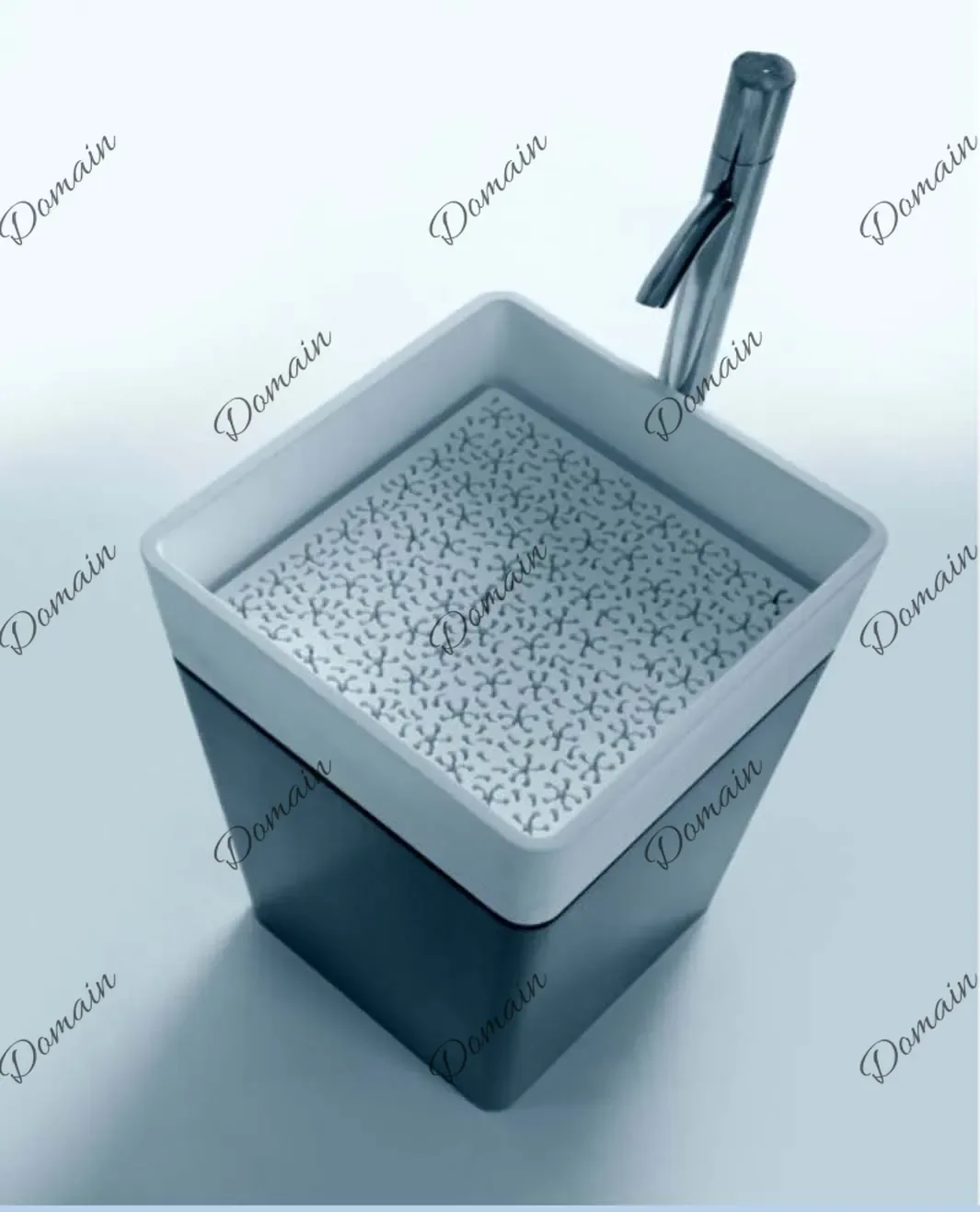 WSX 【Solid Surface White & Black Freestanding Sink】 Lavatory Corian Hidden Style Drain Pedestal Vessel Washbasin XRS3874A