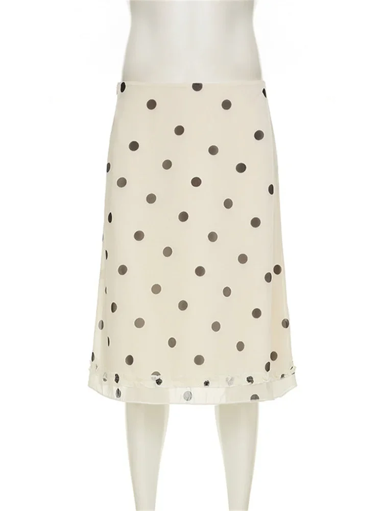 Elegant Ruffled Vintage Skirt Female High Waist Commute Contrast Sexy Streetwear Y2k Long Skirt Women's Maxi Skirt Summer