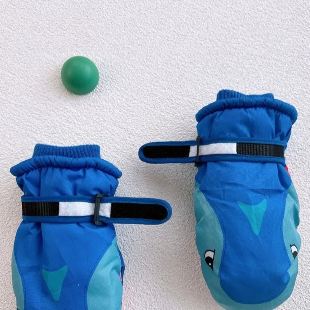 Cartoon Children Ski Gloves Warm Shark Pattern Snowboard Mitten Windproof Waterproof Winter Skiing Gloves Outdoor Sport view 5