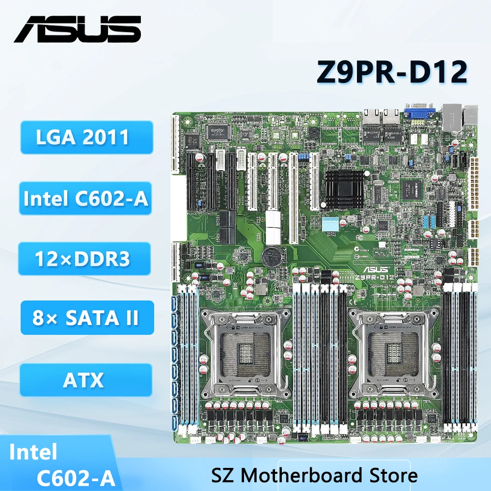ASUS Z9PR-D12 Server Motherboard Intel C6021 2011 12×DDR3 384G Dual Gigabit LAN EEB support Intel Xeon E5‑2600/2600 v2 cpu EEB