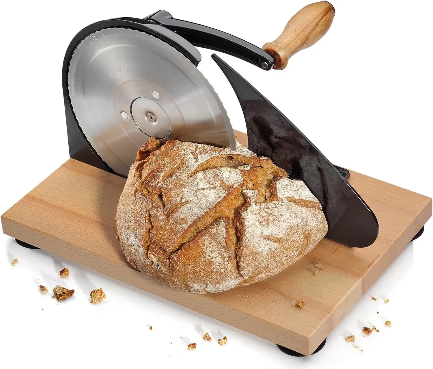 Manual Bread Slicer, Classic Hand Crank Home Bread Slicer (Black) 11.75 Inch by 8 Inch